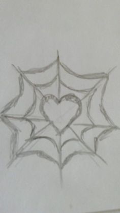 a drawing of a spider web with a heart on it's center and the word love