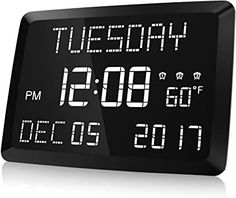 an alarm clock with the time displayed on it's display screen, showing different times