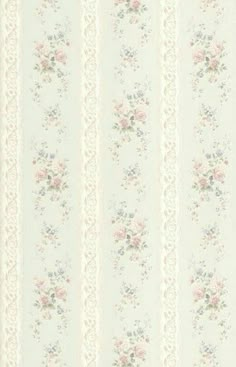 a striped wallpaper with flowers and stripes on the bottom, in pastel colors