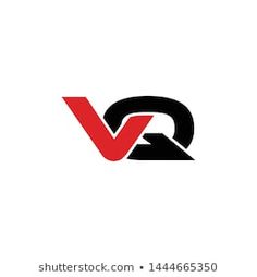 the letters q and v are combined in black and red colors on a white background