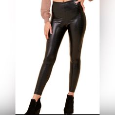 Vintage Havana Croc Faux Leather Leggings Black Hi Waist New Nwt Women’s Small Spot Clean Only Shell:100% Polyurethane 95% Polyester; 5% Spandex Purchased At Boutique $85 Pleated Jacket, Vintage Havana, Spring Jackets, Fleece Joggers, Faux Leather Leggings, Fitted Skirt, Black 7, Polo Dress, Henley Shirts