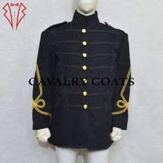 "New British Army Black Wool Gold Braiding Men's Jacket, Hussar Jacket, Napoleonic Hussar jacket, British Hussar Jacket, Military jacket ARTICLE DESCRIPTION CHARACTERISTICS: 100% wool Custom Fit Style. Main color: Black Professionally stitched AVAILABILITY: \"Please note that the color of the product may appear slightly different due to camera reflection.  Our jackets are available for both unisex adults, and we offer custom colors upon request.  Additionally, we have plus-size jackets available to cater to a wider range of sizes.  Please be aware that the button style may vary based on availability in the market.\"" Black Military Outerwear With Epaulettes, Black Military Outerwear With Stand Collar, Black Winter Outerwear With Epaulettes, Black Long Sleeve Outerwear With Epaulettes, Military Style Black Blazer For Winter, Black Military Blazer For Winter, Black Military Style Blazer For Winter, Black Military Long Sleeve Blazer, Black Military Style Long Sleeve Blazer