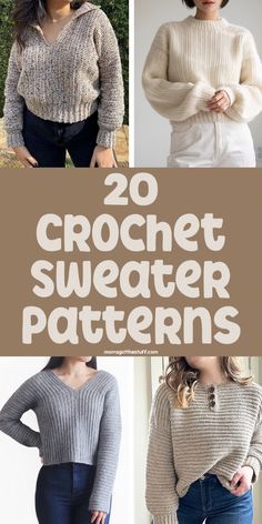 the top 20 crochet sweater patterns for beginners to knit in two different styles