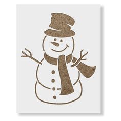 a drawing of a snowman with a hat and scarf on it's head