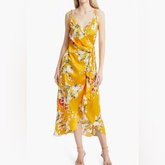 Dress Wore Once For A Wedding Then Was Properly Cleaned. Essentially Brand New - No Stains Or Marks. Size Medium. For Reference To The Pics, I’m 5’2 And 140 Lbs. Yellow Floral Print Maxi Dress For Wedding, Yellow Floral Print Dress For Wedding, Spring Floral Print Gold Dresses, Elegant Yellow Floral Print Dresses, Spring Gold Midi Dress With Floral Print, Spring Gold Floral Print Midi Dress, Yellow Floral Print Dress For Brunch, Yellow Spring Midi Dress For Wedding, Yellow Midi Dress For Spring Wedding