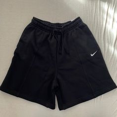 Brand New Nike Loose Fit High Rise Women’s Black Shorts 80% Cotton, 20% Polyester Nike Casual Athletic Shorts Affordable, Casual Black Nike Shorts, Nike Black Cotton Bottoms, Nike Black Bottoms For Spring, Black Basic Short Leg Bottoms, White Nike Pros, Nike Spandex Shorts, White Nike Shorts, Shorts Aesthetic