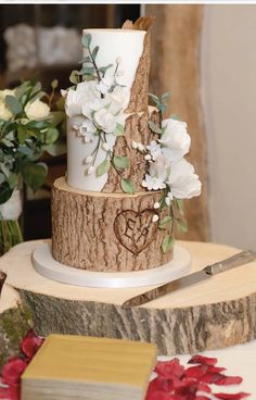 a three tiered wedding cake decorated with flowers