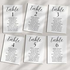 the table numbers are laid out on top of each other, with black ink and white paper