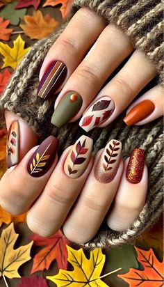 #AutumnInspiredNailArt #FallNailDesignsFor2024 #CozySeasonNailArt #FallColorNailPalette #PumpkinSpiceNailArt #ChillyWeatherNailTrends #AutumnLeavesNailArt #SeasonalNailDesigns #HarvestNailArtInspiration #GoldenFallNailStyles #WarmTonesNailArt #FallingForNailArtThisFall #CrispAirNailDesigns Fall Nail Leaves, Fall Theme Nail Designs, Crazy Fall Nails, Fall Autumn Nail Designs, Pretty Fall Nails Autumn, Desert Nail Art, Harvest Nails, Fall Leaves Nails, Nail Art Designs Fall