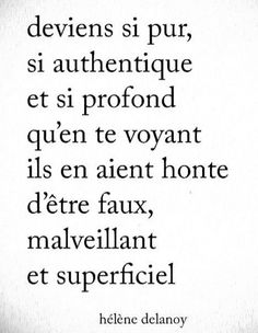 a quote written in french on white paper with the words, jevens si pur