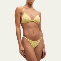 SIMKHAI "Moxie" bikini bottoms in a textured finish  Low rise Banded design provides a flat, sleek look Cheeky seat coverage  Nylon/polyamide/elastane Imported Top sold separately Sleek Look, Bergdorf Goodman, Low Rise, Tops Designs, Sleek, Luxury Fashion, Design