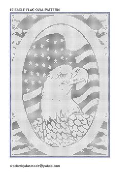 a cross stitch pattern with the image of an eagle on it's head and stars