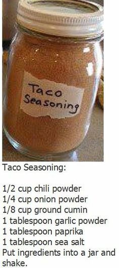 a recipe for taco seasoning in a jar with instructions on how to make it