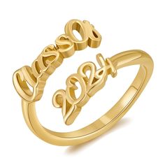 PRICES MAY VARY. Commemorate Special Moments: This 2024 graduation rings for women is designed for graduates to symbolize the completion of their studies and the beginning of a new journey, and is a lasting reminder of your precious moments. Unique Design: The gold statement ring is inset with the word "2024", with a simple and exquisite design, highlighting a distinctive personality and a sense of graduation atmosphere, suitable for any style of wear. Adjustable Size: Our class of 2024 ring siz University Rings, Graduation Ring, Pc Design, Senior Stuff, Graduation Rings, 2024 Graduation, Gold Statement Ring, Class Of 2024, 2024 Fashion