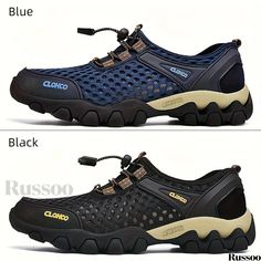 Russoo - Mens Lightweight Outdoor Hiking Shoes with Quick-Dry Breathable Mesh for Enhanced Walking Experience Casual Durable Running Shoes For Walking, Casual Running Shoes For Walking, Black Non-slip Walking Shoes For Hiking, Casual Durable Walking Shoes In Synthetic Material, Casual Durable Synthetic Walking Shoes, Breathable Closed Toe Walking Shoes For Outdoor, Semi Formal Shoes, Mens Skate Shoes, Mens Rain Boots