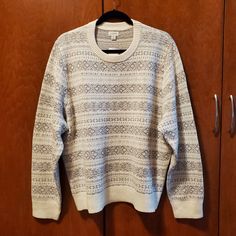 Beautiful Nwt J Crew Sweater In An Off-White Fair Isle Pattern. Cozy For Those Cold Winter Days In Or Out! White Long Sleeve Top With Fair Isle Pattern, White Long Sleeve Tops With Fair Isle Pattern, White Knit Tops With Fair Isle Pattern, J Crew Sweater, Cropped Cardigan Sweater, Linen Sweater, Jcrew Sweater, Summer Sweaters, Ladies Turtleneck Sweaters