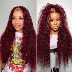 Burgundy Lace Front Wigs Human Hair Wigs Deep Wave Glueless 13x5 Hd Lace Frontal Burgundy Deep Wave, Frontal Wig Hairstyles, Hd Lace Frontal, Remy Hair Wigs, Birthday Travel, Lace Front Wigs Human Hair, Remy Human Hair Wigs, High Quality Wigs, Female Head