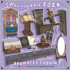 an advertisement for harry potter's legacul with images of items and props