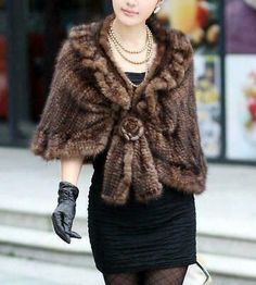 Find ideas๏ฟฝand inspiration for 100% Real Knitted MINK Fur Coat Jacket cape Poncho sexy shawl cloak Fur New , New women's Coats Jackets Dress Coats, Womens Dress Coats, Jacket Cape, Fur Shawl, Mink Fur Coat, Fur Stole, Capes For Women, Poncho Cape, Fashion Attire