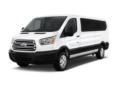 a white van with black trim parked in front of a white background