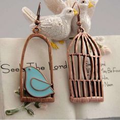 Vintage Birdcage, Vintage Bird Cage, Bronze Earrings, Ear Earrings, Bird Earrings, Square Earrings Studs, Square Stud, Plastic Jewelry, Cz Stud Earrings