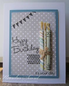 a birthday card with two straws on it