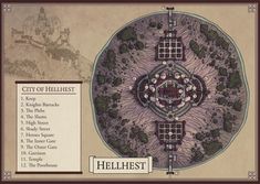 the map for hellfest city of hellfest is shown in purple and brown colors