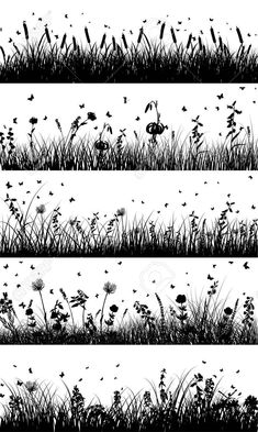 grass and flowers silhouettes - miscellaneous illustrations