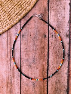 "Approximately 16\" choker made with 10-0 beads in a southwestern pattern." Bracelet Combos, Western Fashion Jewelry, Southern Jewelry, Beaded Chocker, Bracelet Stuff, Simple Beaded Necklaces, Necklace Inspiration, Beaded Stuff, Diy Necklaces