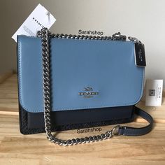 100% Authentic Coach Cb900 Colorblock Snake Leather Klare Indigo Multi And Silver Hardware Bag Comes In Original Packaging **Brand New With Tags** Approximate Measurements: 8.5" (L) X 6" (H) X 3" (W) Chain Strap Can Be Worn As A Crossbody Or Shoulder Style Formal Blue Bag With Chain Strap, Formal Blue Shoulder Bag With Chain Strap, Blue Rectangular Shoulder Bag With Branded Hardware, Designer Blue Bag With Chain Strap, Designer Blue Coach Shoulder Bag, Blue Shoulder Bag With Top Handle And Chain Strap, Blue Top Handle Shoulder Bag With Chain Strap, Blue Rectangular Coach Shoulder Bag, Blue Coach Rectangular Shoulder Bag