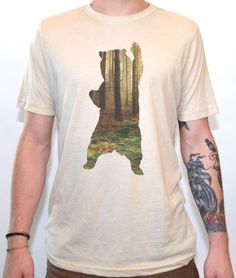 Bear in the Woods T-shirt Modern T Shirt Design, Modern T Shirt, T Shirt Painting, Shirt Design Inspiration, Papa Bear, Design Clothes, Bear Shirt, Tee Shirt Designs, Men's Graphic T Shirt