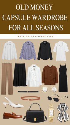 An Old Money Year-Round Capsule Wardrobe: How To Dress Old Money All Year Long - By Lisa Fonde Old Money University Outfits, Old Money Essentials, Old Money Wardrobe Essentials, Outfit Ideas Old Money, Old Money Capsule Wardrobe, Long Wardrobe, Old Money Wardrobe, Look Old Money, Mode Over 50