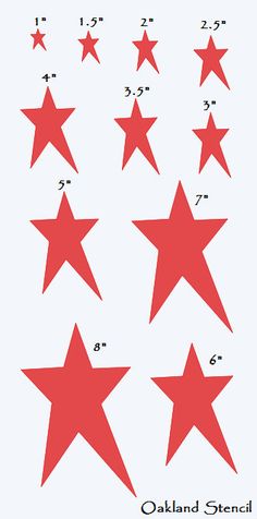 red stars are arranged in the shape of four and five pointed stars, with numbers on them