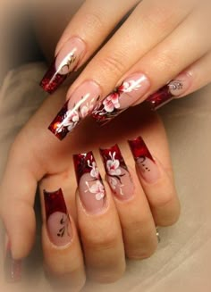 Asian Nails, Her Nails, Unique Acrylic Nails, Bling Acrylic Nails, Fire Nails, Funky Nails, Floral Nails, Dream Nails