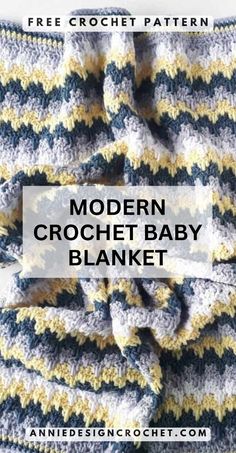 This lovely modern crochet baby blanket is the perfect crochet blanket to keep baby warm and snuggly.

You can use this free crochet pattern to make a crochet blanket from stash yarn, or change around the colour repeats to give a completely different look to your blanket. It would look very striking in just two colours!