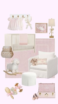 Pink nursery swans ballet preppy baby classic nursery girl Nursery Collage, Baby Room Organization, Baby Room Inspiration, Nursery Room Inspiration, Kids Interior Room, Pretty Bedroom, Baby Girl Nursery, Kids Interior