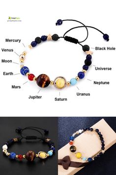 The bracelet has an elastic band allowing it to contour well onto the shape of your wrist for comfortable wear. Men's jewelry particular beaded bracelets are fashionable and trendy for 2019.  #braceletsformen  #beadedbracelets #jewelries #menbracelet #mensbracelet #mensaccessories #mensstyle #mensjewelery #menjewelry #jewelry #mensaccessorieseveryday Adjustable Celestial Beaded Bracelets As Gifts, Adjustable Celestial Bracelets With Round Beads, Adjustable Celestial Bracelet With Round Beads, Celestial Style Adjustable Beaded Bracelets With Round Beads, Adjustable Celestial Beaded Bracelets With Round Beads, Mens Accessories Necklace, Solar System Bracelet, Geometric Bracelet, Trendy Bracelets