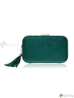 Bird in Bag - Exquisite Womens Evening Bags: Stylish Velvet Shoulder Purse with Tassel Detail - Ideal for Parties, Weddings, and Special Occasions Chic Green Wedding Bag, Elegant Green Shoulder Bag For Events, Elegant Green Shoulder Bag For Wedding, Elegant Green Wedding Shoulder Bag, Bag With Tassel, Purple Details, Velvet Clutch, Clutches For Women, Wedding Clutch