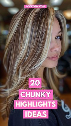 Discover 20 stunning chunky highlights ideas to redefine your look! From vibrant contrasts to subtle blends, these styles are perfect for a bold change. Click to explore and transform your hair today! #ChunkyHighlights #HairColorIdeas #BoldHair #BeautyInspiration #HairGoals Medium Highlights On Blonde Hair, Gray Hair With Dimension, Blonde And Brown Fall Hair Color, Best Highlights For Medium Brown Hair, Highlights And Lowlights On Dark Brown Hair, Medium Brown Hair With Chunky Highlights, Fall Hair Colors For Gray Hair, Teenage Highlights Hair Color, Hair Styles With Blonde Highlights