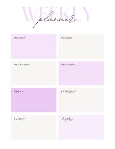 the weekly planner is shown in pink and white, with words that read's months