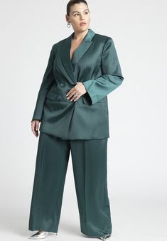 Tailored fitFully linedDouble breasted button closure, Notch lapelLong sleeve, Shoulder pad, Two-piece sleeveHits below the hipBody Length 34 1/2" on Size Plus Size Suit, Spring Blazer, Plus Size Suits, Swimsuits For All, Double Breasted Jacket, Breasted Blazer, Double Breasted Blazer, Linen Women, 2 On