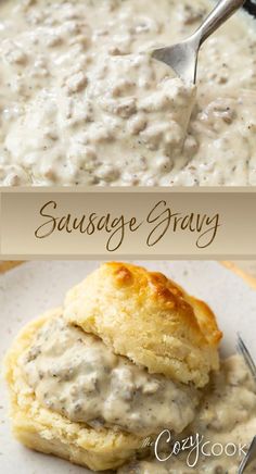 sausage gravy with a biscuit Recipe For Gravy, Gravy For Biscuits, White Sausage Gravy, Biscuits For Breakfast, Biscuits And Sausage Gravy, Biscuits And Sausage, Homemade Gravy For Biscuits, Best Biscuits And Gravy