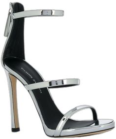 Stiletto Sandals, Metallic Leather, Giuseppe Zanotti, Stiletto Heels, Open Toe, Metallic Silver, Women Wear, Collage, Sandals