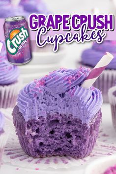 Grape Soda Cupcakes Soda Cupcakes, Grape Crush, Gourmet Cupcakes, Diy Desserts, Grape Soda, Unique Desserts, Party Desserts, Sweet Taste, Something Different