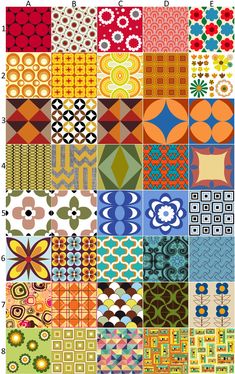 an assortment of different patterns and colors