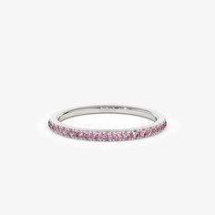 Made to Order
Gold Kt: 14K (also available in 18K)
Available Gold Color: Rose Gold, Yellow Gold, White Gold
Width of Ring - 1.65MM
Round Pink Sapphire: 19 pc 1.45MM
Pink Sapphire CTW: 0.27 ctw Pink Sapphire Band, Sapphire Band, Pink Sapphire Ring, Local Jewelry, White Gold Jewelry, Eternity Bands, Diamond Gemstone, Gold Yellow, Pink Sapphire