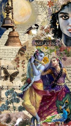 an artistic collage with images of women and birds