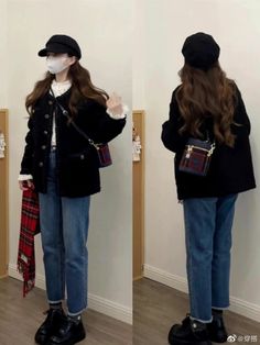 Cute Winter Outfits Korean, Bookworm Aesthetic Outfit, Winter Fashion Korean, Thrifted Outfits, Alternative Outfits, 가을 패션, Autumn Outfit, China Fashion