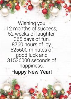 a happy new year message with christmas decorations