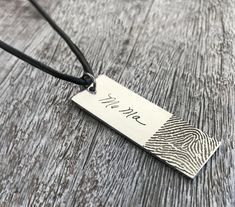 Soundwave Jewelry, Handwriting Necklace Custom, Mens Leather Necklace, Fingerprint Necklace, Handwriting Necklace, Signature Necklace, Silver Dog, Bar Necklace Personalized, Fingerprint Jewelry